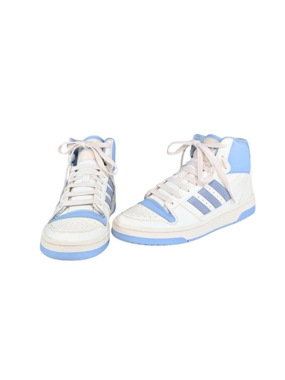 Adidas Womens 8 Break Start Mid White Glow Blue Lace Up Sneakers IH7879